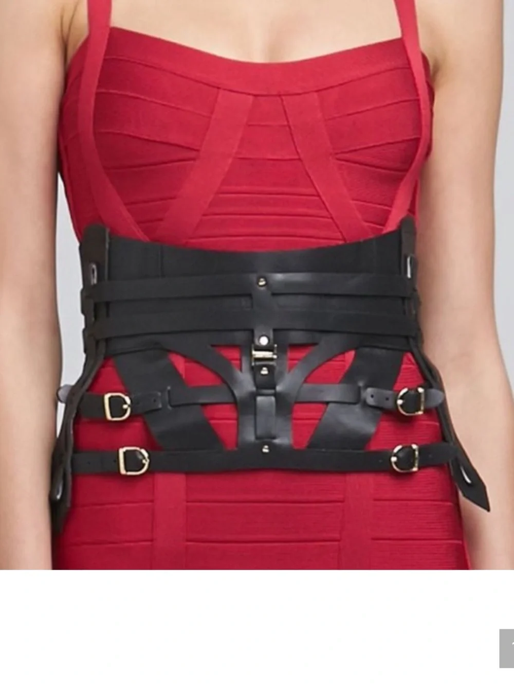 HERVE LEGER STRAPPY LEATHER HARNESS BELT